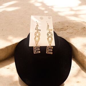 Forever 21 Gold LOVE Statement Earrings